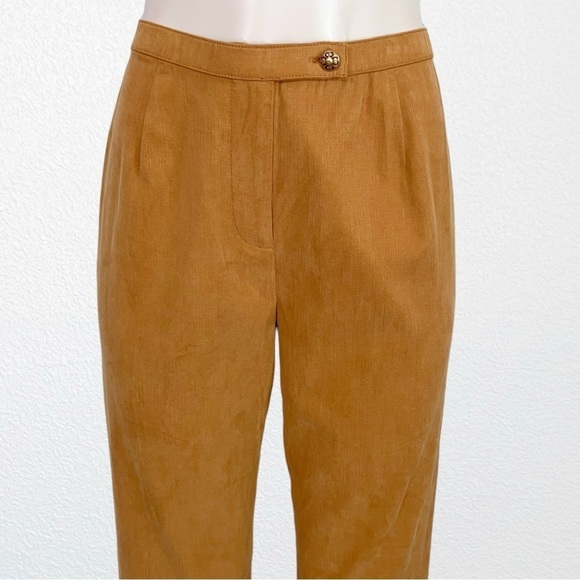 Vintage Nancy Bolen City Girl Barrel Blokecore Pleated Trousers SZ 10 Carmel - Picture 5 of 7